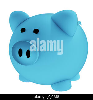 blue piggy bank for savings in 3D render image Stock Photo