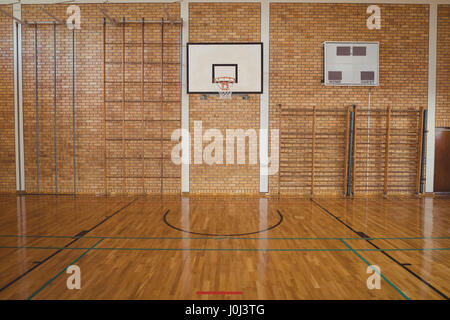 Empty basketball court in high school Stock Photo