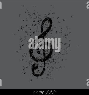 Set of musical notes on five-line clock notation without a featu Stock Vector