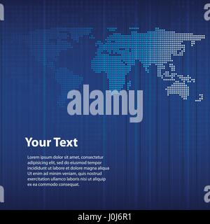 Blue Abstract Background Design with World Map in Editable Vector Format Stock Vector