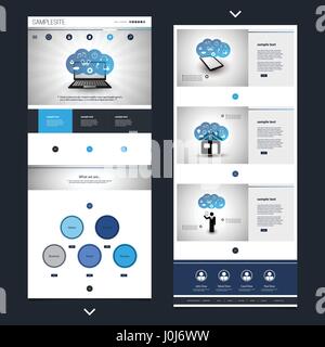 Modern Colorful Abstract One Page Web Site Creative Design Concept, User Interface Layout Template, Home IT, IoT, IIoT Theme, Webpage, Header Set Stock Vector