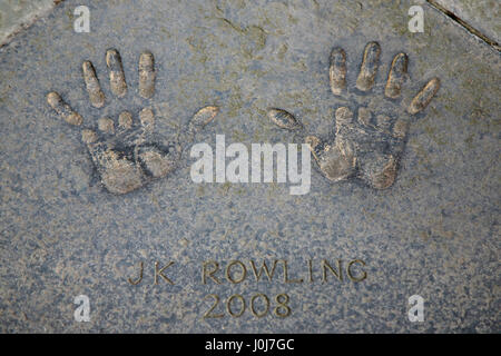 2008 Edinburgh Award winner author JK Rowling handprints in City Chambers quadrangle Stock Photo