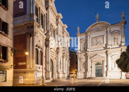 Dawn at Scuola Grande di San Rocco in sestiere of Dorsoduro in Venice. Stock Photo