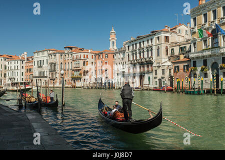 Spring afternoon on Grand Canal in Venice, Italy. Stock Photo