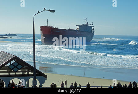 The Pasha Bulker bulk carrier ship, ran aground on Nobbys Beach in Newcastle, New South Wales, Australia on June 18th 2007. Later the name was changed Stock Photo