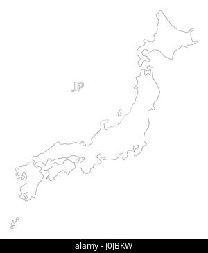 Japan outline silhouette map illustration Stock Vector