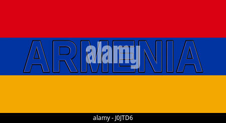 Illustration of the national flag of Armenia with the country written on the flag Stock Photo