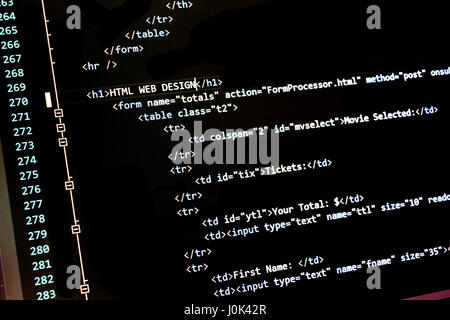 Close up shot of complex computer code Stock Photo