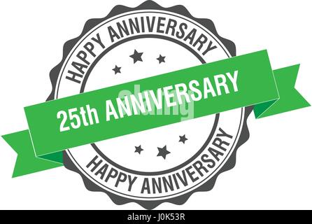 25th anniversary stamp illustration Stock Vector