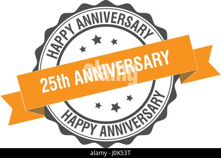 25th anniversary stamp illustration Stock Vector