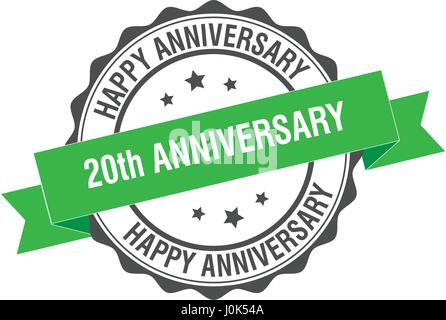 20th anniversary stamp illustration Stock Vector