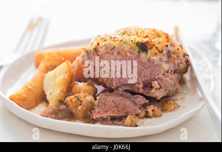 Herb parsnip crusted lamb Stock Photo