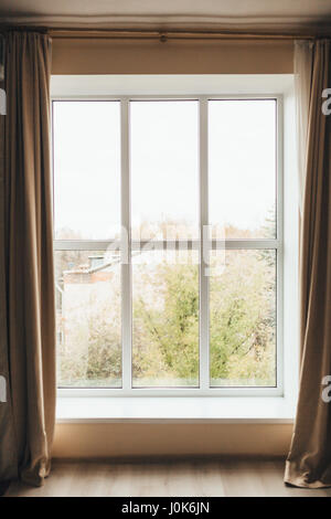 View of the city from the window. Budva, Montenegro. Stock Photo