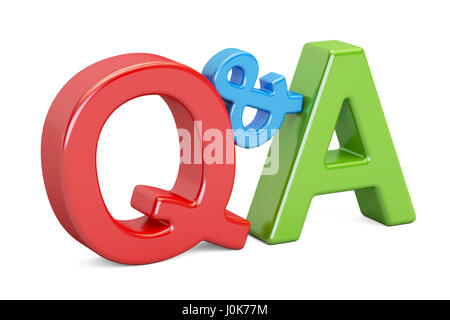 Q&A colorful inscription, 3D rendering isolated on white background Stock Photo