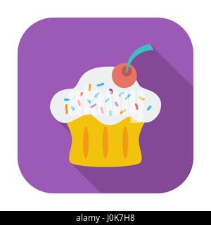 Cupcake. Single flat color icon. Vector illustration. Stock Vector
