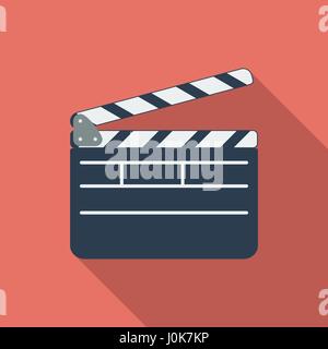 Director clapperboard icon. Flat vector related icon with long shadow for web and mobile applications. It can be used as - logo, pictogram, icon, info Stock Vector