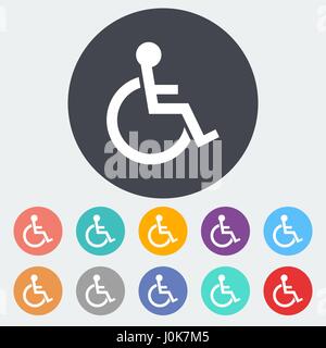 Disabled. Single flat icon on the circle. Vector illustration. Stock Vector