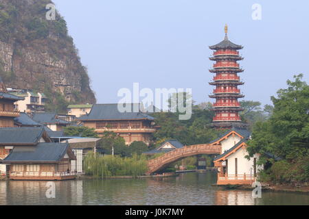 Folded Brocade Hill pagoda landcape in Guilin China Stock Photo