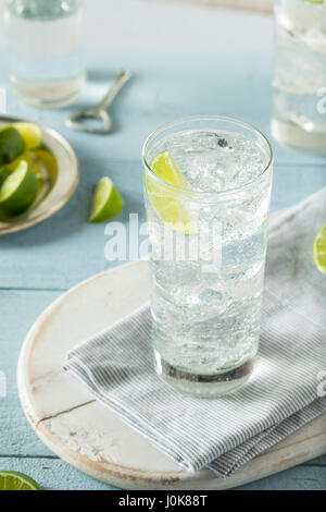 Refreshing Hard Sparkling Water with a Lime Garnish Stock Photo