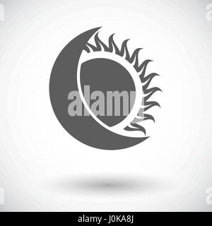 Solar eclipse. Single flat icon on white background. Vector illustration. Stock Vector
