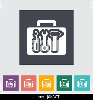 Tool box single flat icon. Stock Vector