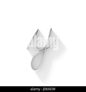 Long shadow handwritten font LETTER Y 3D render illustration isolated on white background Stock Photo