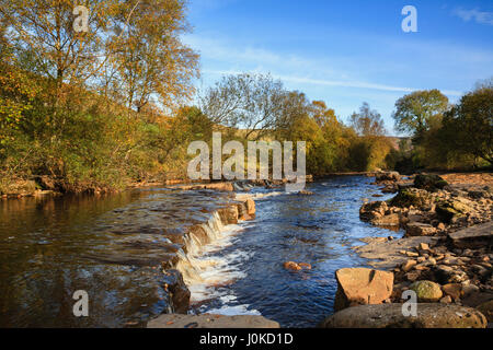 View downstream at Wain Wath Force waterfall on River Swale in Yorkshire Dales National Park. Keld, Upper Swaledale, North Yorkshire, England, UK Stock Photo