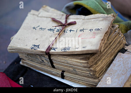 Chinese books on flea market Stock Photo
