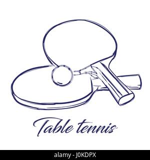 table tennis bats and ball Stock Vector