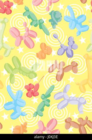 Balloon animal colorful seamless pattern. Vector illustration Stock Vector