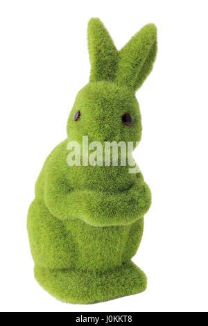 Easter moss green bunny rabbit figure grass statuette isolated on the ...