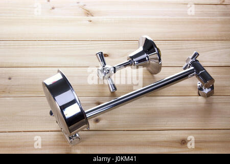 Shower Head on Wooden Background Stock Photo