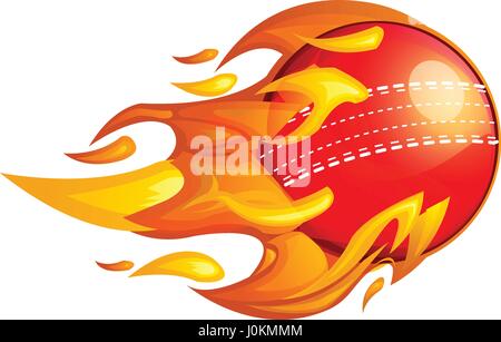Cricket Ball on Fire Illustration as EPS 10 File Stock Vector