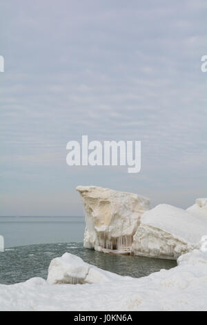 An ice and snow formation on Lake Michigan Stock Photo