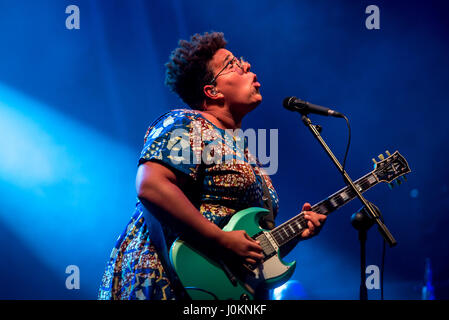 BARCELONA - JUL 10: Alabama Shakes (blues rock band) perform in concert at Cruilla Summer 2016 Festival on July 10, 2016 in Barcelona, Spain. Stock Photo