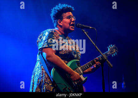 BARCELONA - JUL 10: Alabama Shakes (blues rock band) perform in concert at Cruilla Summer 2016 Festival on July 10, 2016 in Barcelona, Spain. Stock Photo