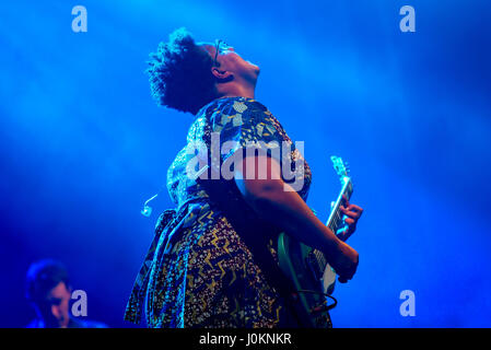 BARCELONA - JUL 10: Alabama Shakes (blues rock band) perform in concert at Cruilla Summer 2016 Festival on July 10, 2016 in Barcelona, Spain. Stock Photo