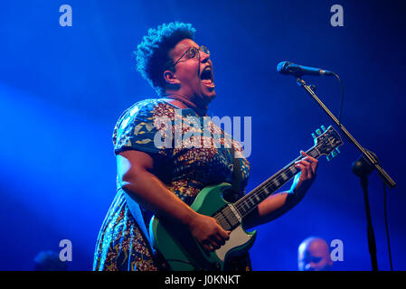 BARCELONA - JUL 10: Alabama Shakes (blues rock band) perform in concert at Cruilla Summer 2016 Festival on July 10, 2016 in Barcelona, Spain. Stock Photo