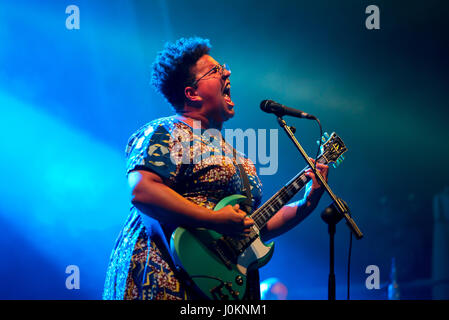 BARCELONA - JUL 10: Alabama Shakes (blues rock band) perform in concert at Cruilla Summer 2016 Festival on July 10, 2016 in Barcelona, Spain. Stock Photo