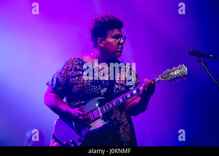 BARCELONA - JUL 10: Alabama Shakes (blues rock band) perform in concert at Cruilla Summer 2016 Festival on July 10, 2016 in Barcelona, Spain. Stock Photo