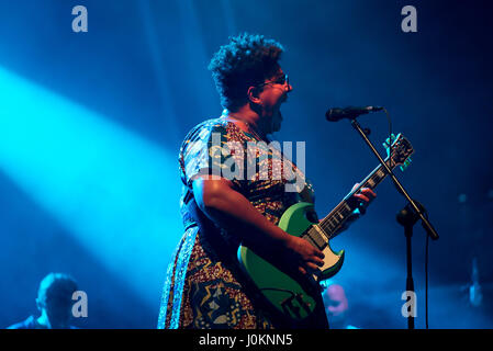 BARCELONA - JUL 10: Alabama Shakes (blues rock band) perform in concert at Cruilla Summer 2016 Festival on July 10, 2016 in Barcelona, Spain. Stock Photo