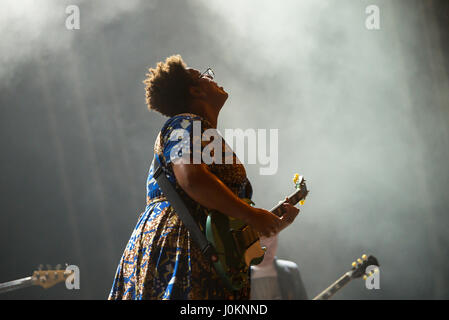 BARCELONA - JUL 10: Alabama Shakes (blues rock band) perform in concert at Cruilla Summer 2016 Festival on July 10, 2016 in Barcelona, Spain. Stock Photo