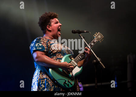 BARCELONA - JUL 10: Alabama Shakes (blues rock band) perform in concert at Cruilla Summer 2016 Festival on July 10, 2016 in Barcelona, Spain. Stock Photo