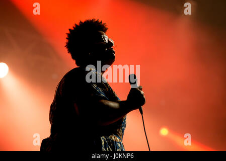 BARCELONA - JUL 10: Alabama Shakes (blues rock band) perform in concert at Cruilla Summer 2016 Festival on July 10, 2016 in Barcelona, Spain. Stock Photo