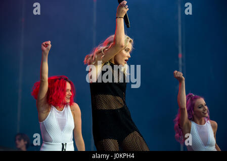 MADRID - SEP 10: Zara Larsson (singer) performs in concert at Dcode Music Festival on September 10, 2016 in Madrid, Spain. Stock Photo