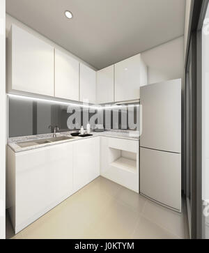 3D Rendering modern kitchen, interior illustration Stock Photo