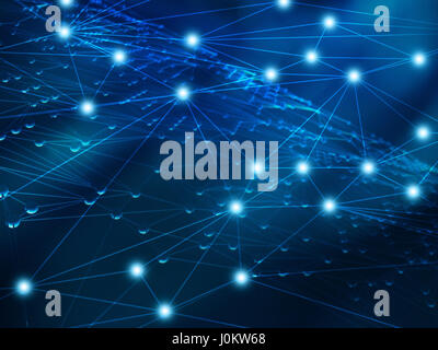 Connected lines background on blue background, social nets and network concept illustration Stock Photo