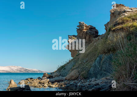Adriatic coastline near Sv Marko, Pag island, Croatia Stock Photo