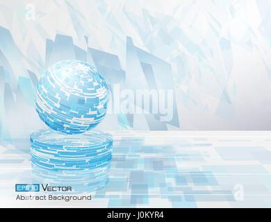 Geometric abstract background with blue colors elements and rectangles, and circle, and sphere Stock Vector