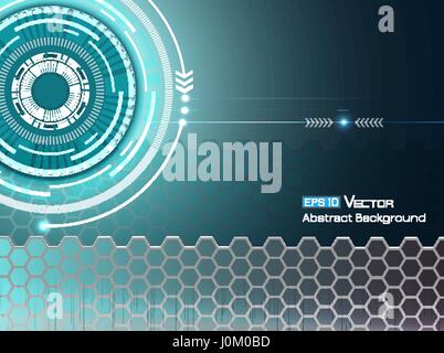 Abstract background with neon colors and hexagons and futuristic elements Stock Vector